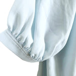 Load image into Gallery viewer, 【中古】セオリーリュクス Theory luxe ギャザー半袖ブラウス スタンドカラー スキッパー ライトブルー 水色 i0807n0096
