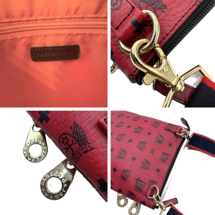 【中古】カステルバジャック CASTELBAJAC ショルダーバッグ 総ロゴ柄 薄型 レザー レッド系 i0724lq00211