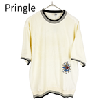 画像をギャラリービューアに読み込む, 【中古】Pringle 半袖ニットトップス Lサイズ アイボリー コットン混 ロゴデザイン j0223tq00412
