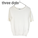 画像をギャラリービューアに読み込む, 【中古】スリードッツ three dots 半袖ニット クルーネック ホワイト S j0901h0035

