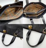 Load image into Gallery viewer, 【中古】BURBERRY バーバリー レザー トートバッグ ブラック 黒 ゴールド金具 i0926aq01798
