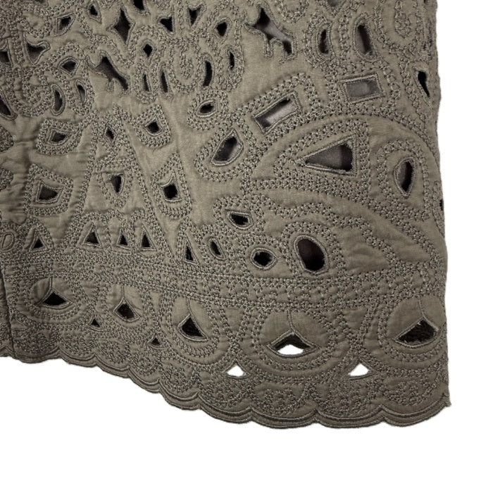 【中古】スキャパ SCAPA セミタイトスカート カットワークレース 総レース シルク カーキ i0703n0053