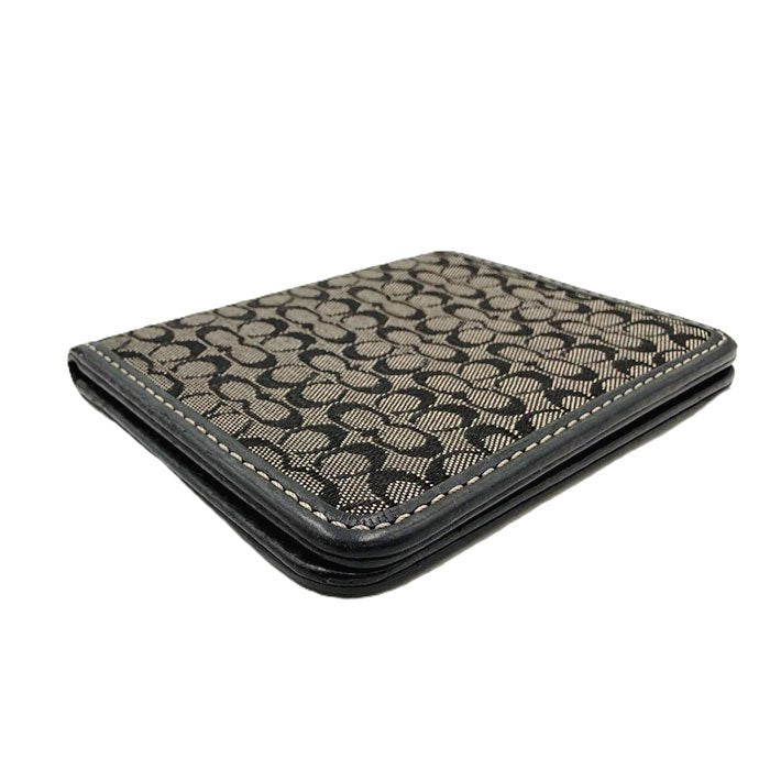 【中古】COACH コーチ シグネチャー キャンバス×レザー 二つ折りパスケース カードホルダー i0810oq0113