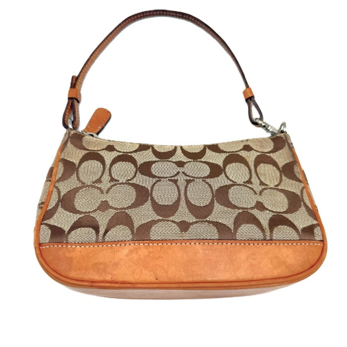 【中古】コーチ COACH ミニバッグ アクセサリーポーチ シグネチャー ベージュ ライトブラウン i0731wq02410