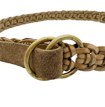 画像をギャラリービューアに読み込む, 【中古】ANGLO レザーベルト 編込み メッシュベルト ベージュ i0731wq0051
