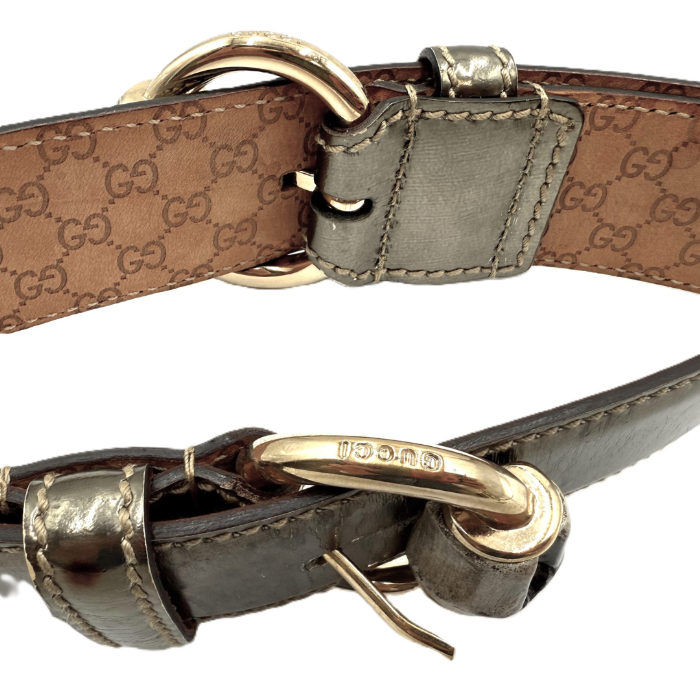 【中古】グッチ GUCCI ベルト バンブーバックル メタリック GGマーク ブロンズ ゴールド i0522lq01466