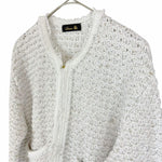 画像をギャラリービューアに読み込む, 【中古】Drawer ドゥロワー ニットジャケット ラメ フリンジ ウール混 ノーカラー i1222h00431
