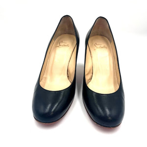 【中古】クリスチャンルブタン Christian Louboutin パンプス ラウンドトゥ チャンキーヒール ブラック 黒 h0527h02514