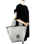 Load image into Gallery viewer, 【中古】ドゥロワー Drawer ノベルティトートバッグ キャンバス生地 レザー グレー系 ブラック i0501k00315
