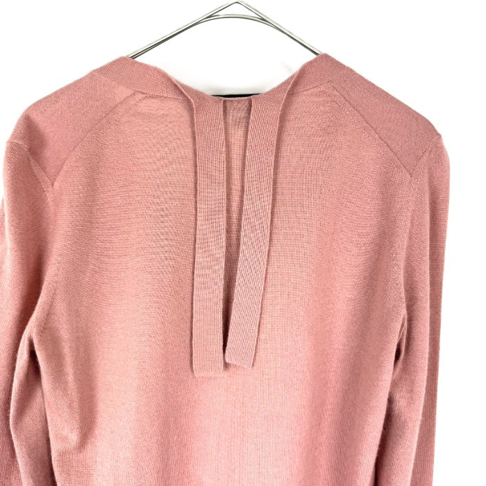 【中古】ドゥロワー Drawer Vネックニット 後ろリボン カシミヤ シルク 薄手 透け感 くすみピンク