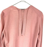 将图片加载到图库查看器，【中古】ドゥロワー Drawer Vネックニット 後ろリボン カシミヤ シルク 薄手 透け感 くすみピンク
