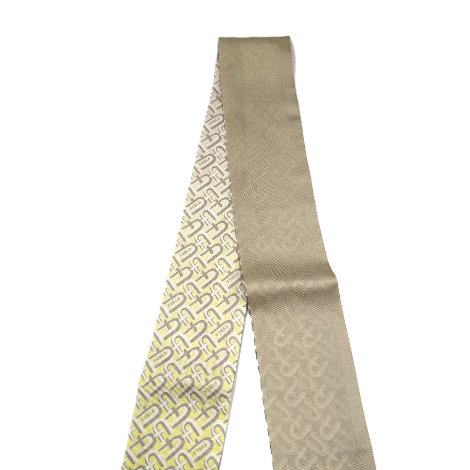 【中古】フルラ FURLA スカーフ スリム ミニ ツイリー 総柄 グラデーション ベージュ グリーン イエロー i0710lq0020