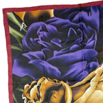 画像をギャラリービューアに読み込む, 【中古】ケンゾー KENZO スカーフ 花柄 シルク ダークカラー ワインレッド ブラック i0619wq0385
