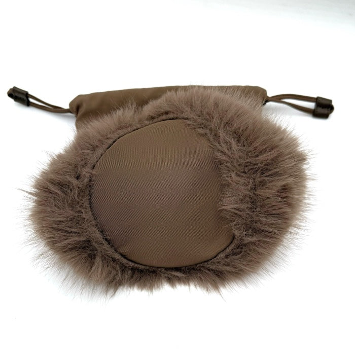 【中古】ドゥロワー Drawer ノベルティポーチ 巾着 ファー ロゴ刺しゅう 2way カーキブラウン i0811y00112