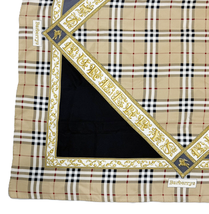 【中古】Burberrys バーバリーズ シルク スカーフ ベージュ ノバチェック 大判 シルク i0907oq02250