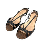 Load image into Gallery viewer, 【中古】クリスチャンルブタン Christian Louboutin サンダル ストラップ コルク ローヒール ブラック ブラウン i0623k0128
