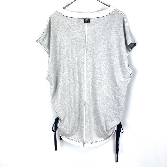 【中古】ジースターロゥ G-STAR RAW Tシャツ フレンチスリーブカットソー 襟ぐり広め 色ムラ加工 ホワイト系 g1120m015