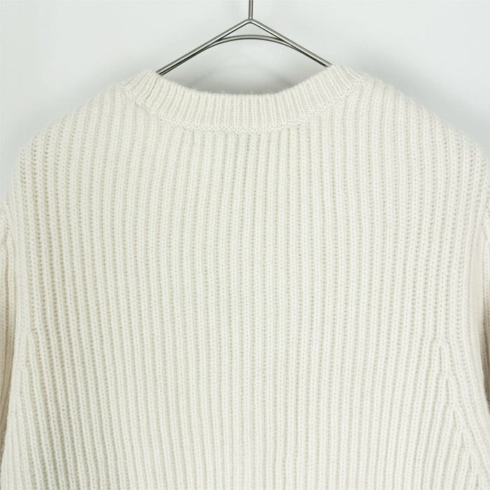 【中古】ドゥロワー Drawer ニット セーター リブ編み 五分袖 クルーネック カシミヤ混 i0421h00315