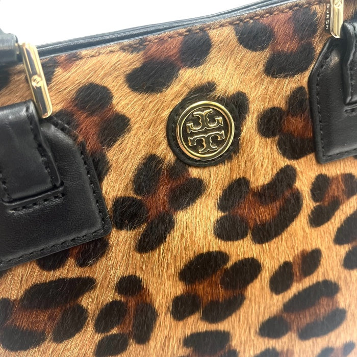 【中古】トリーバーチ TORY BURCH ハンドバッグ レオパード ショルダーストラップ付 2way ハラコ ブラウン系 ブラック h1021hq00333