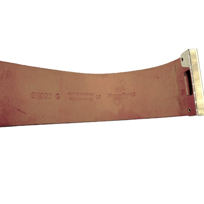 【中古】メゾンボワネ MAISON BOINET レザーブレスレット ワイドバングル 上質 ゴールド グレージュ i0619wq01110