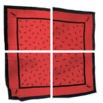 Load image into Gallery viewer, 【中古】イヴサンローラン Yves Saint Laurent スカーフ 大判 ロゴ柄 光沢 レッド ブラック i0606aq0166
