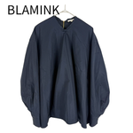 Load image into Gallery viewer, 【中古】ブラミンク BLAMINK コットンシルク ブラウス 38 ネイビー バックリボン j0430n00345
