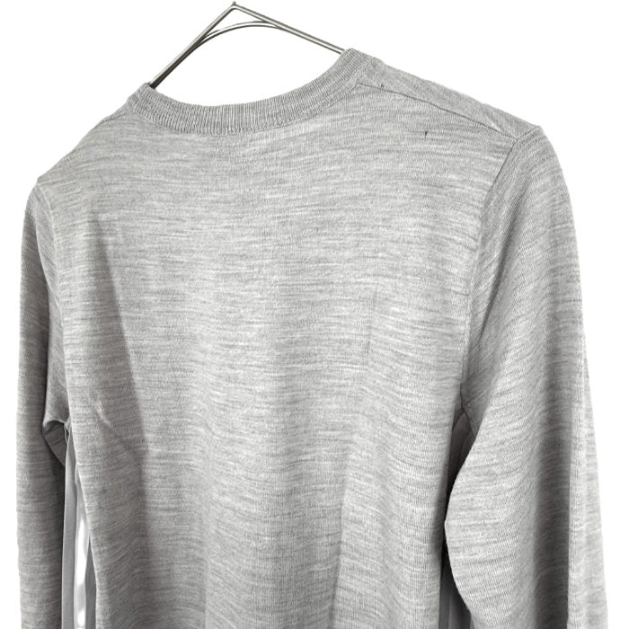 【中古】ジョセフ JOSEPH サイドシフォンプリーツニット クルーネック ニット 薄手 ライトグレー i0703n0146