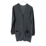 将图片加载到图库查看器，【中古】スリードッツ three dots カーディガン Vネック シンプル ロング 透け感 チャコールグレー i0818n0093
