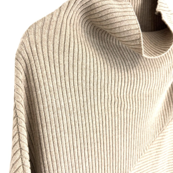 【中古】イエナ IENA ハイネックリブニット 切り替えデザイン ドレープハイネック ベージュ系 i0619wq05310