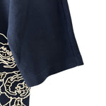 将图片加载到图库查看器，【中古】カルヴェン CARVEN カットソー 5分袖 レース くり抜き コットン チュニック ネイビー 紺 i0818n0034
