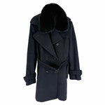 将图片加载到图库查看器，【中古】BURBERRY バーバリー ファー付きコート レディース ロング ウール フォックスファー i0606aq01427
