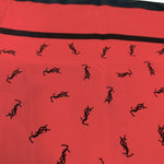 Load image into Gallery viewer, 【中古】イヴサンローラン Yves Saint Laurent スカーフ 大判 ロゴ柄 光沢 レッド ブラック i0606aq0166
