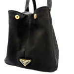 Load image into Gallery viewer, 【中古】プラダ PRADA カナパ トートバッグ 大きめ ロゴ キャンバス ブラック 黒 i0606aq002190
