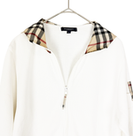 画像をギャラリービューアに読み込む, 【中古】バーバリー BURBERRY ジップアップ パーカー フーディー ノバチェック ホワイト j0417aq00224
