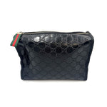 Load image into Gallery viewer, 【中古】グッチ GUCCI ビニールポーチ GGロゴ 防水 旅行 大きめポーチ ブラック 黒 h0226h02022
