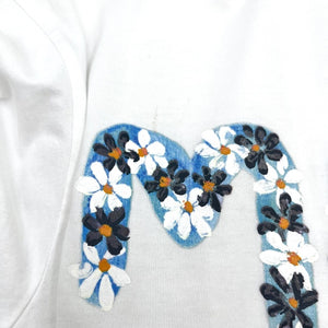 【中古】マルニ MARNI ロゴTシャツ 花ロゴ プリント 可愛い 小花柄 ホワイト ブルー系 白 h058k008