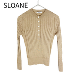 画像をギャラリービューアに読み込む, 【中古】スローン SLOANE ニット リブニット クルーネック 長袖 ベージュ サイズ1 j0901h00612
