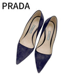 将图片加载到图库查看器，【中古】プラダ PRADA パンプス ポインテッドトゥ ハイヒール ネイビー 36 j0903dq01930
