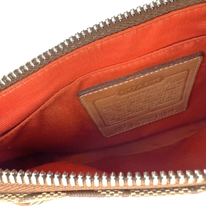 【中古】コーチ COACH ミニバッグ アクセサリーポーチ シグネチャー レザー ブラウン系 i0718aq00838