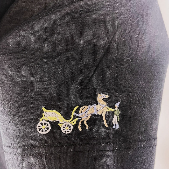 【中古】エルメス HERMES Tシャツ 馬車刺繍 シンプル 半袖 薄手 カジュアル ブラック 黒 h0415h005