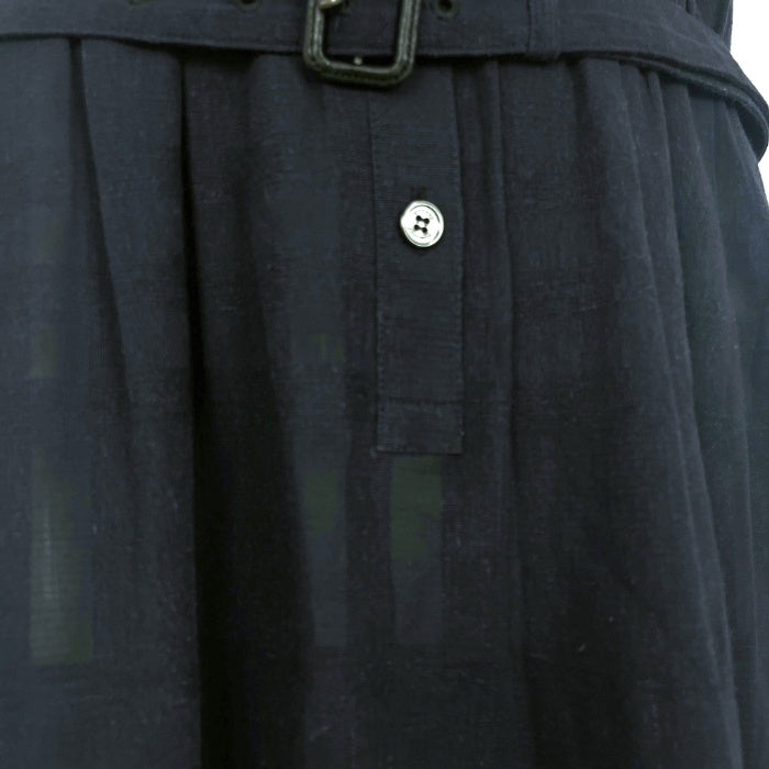 【中古】バーバリー BURBERRY 半袖ワンピース ベルト付き 透け感チェック柄 ネイビー 紺 g1218lq020