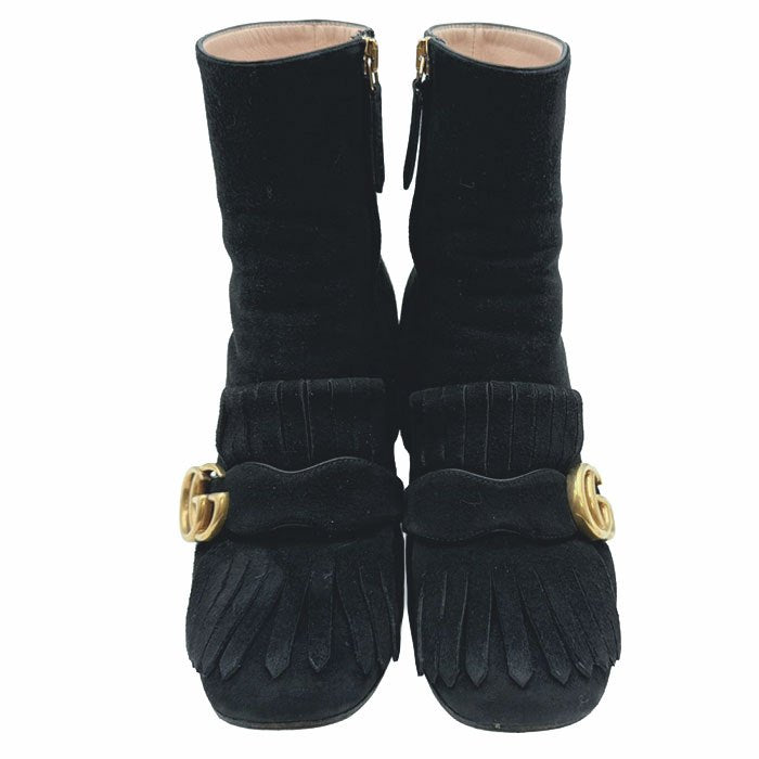 グッチ　ブーツ　専用 中古】グッチ GUCCI GGマーモント ショートブーツ ブラック GG金具