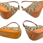 将图片加载到图库查看器，【中古】コーチ COACH ミニバッグ アクセサリーポーチ シグネチャー ベージュ ライトブラウン i0731wq02410
