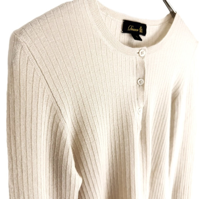 【中古】ドゥロワー Drawer リブニット ヘンリーネック 透け感 カシミヤ ライトベージュ i0623k0063