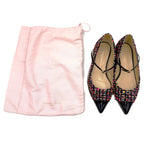 画像をギャラリービューアに読み込む, 【中古】ジェニファーチャマンディ Jennifer Chamandi ツイードパンプス ローヒール ストラップ カラフル 黒 i0619a00637
