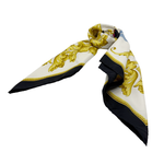 Load image into Gallery viewer, 【中古】フェラガモ Salvatore Ferragamo  シルク スカーフ 大判 ホワイト ネイビー ロープ柄 j0405oq03846
