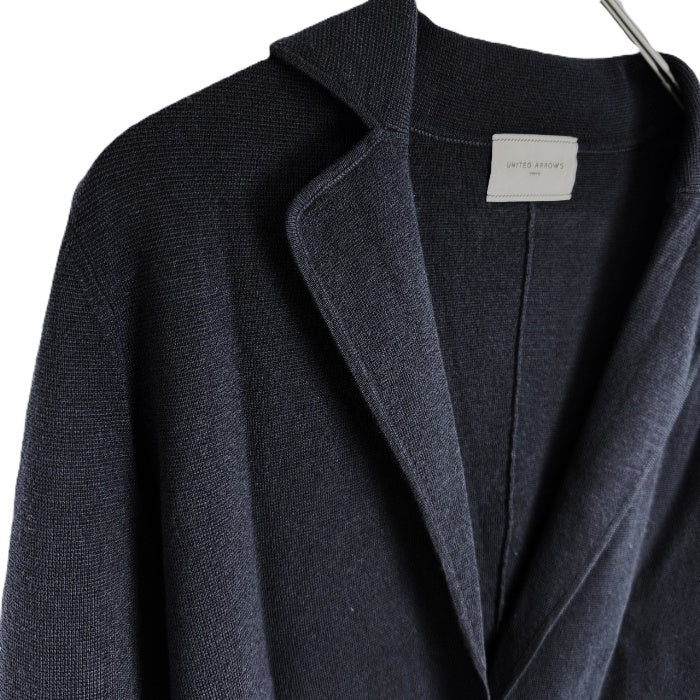【中古】ユナイテッドアローズ UNITED ARROWS ニットジャケット シングルボタン ウール ネイビー 濃紺 i0515n0016