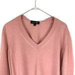 将图片加载到图库查看器，【中古】ドゥロワー Drawer Vネックニット 後ろリボン カシミヤ シルク 薄手 透け感 くすみピンク
