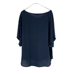 将图片加载到图库查看器，【中古】セオリーリュクス theory luxe カットソー 半袖 透け感 とろみ素材 ネイビー 紺 i0904n0055
