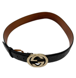 画像をギャラリービューアに読み込む, 【中古】グッチ Gucci GGベルト ブラック ゴールド j0712oq027126
